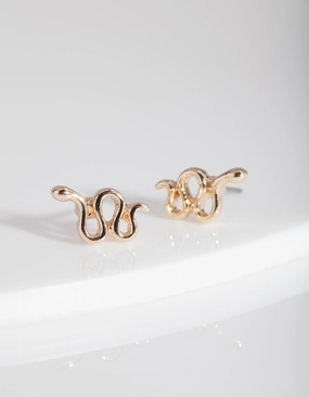 Gold Snake Stud Earrings Trendy Design Business Accessory