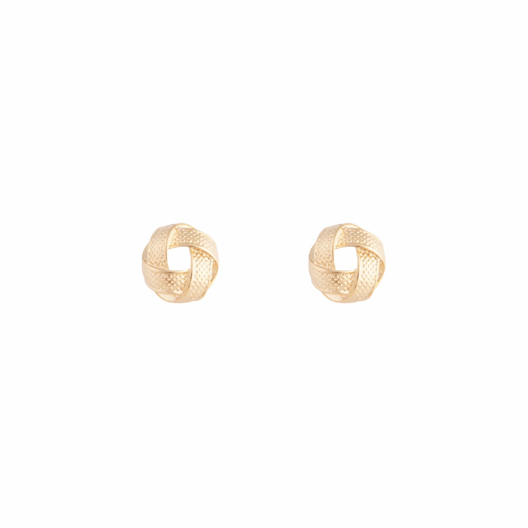 Fashionable Detail Gold Textured Knot Stud Earrings