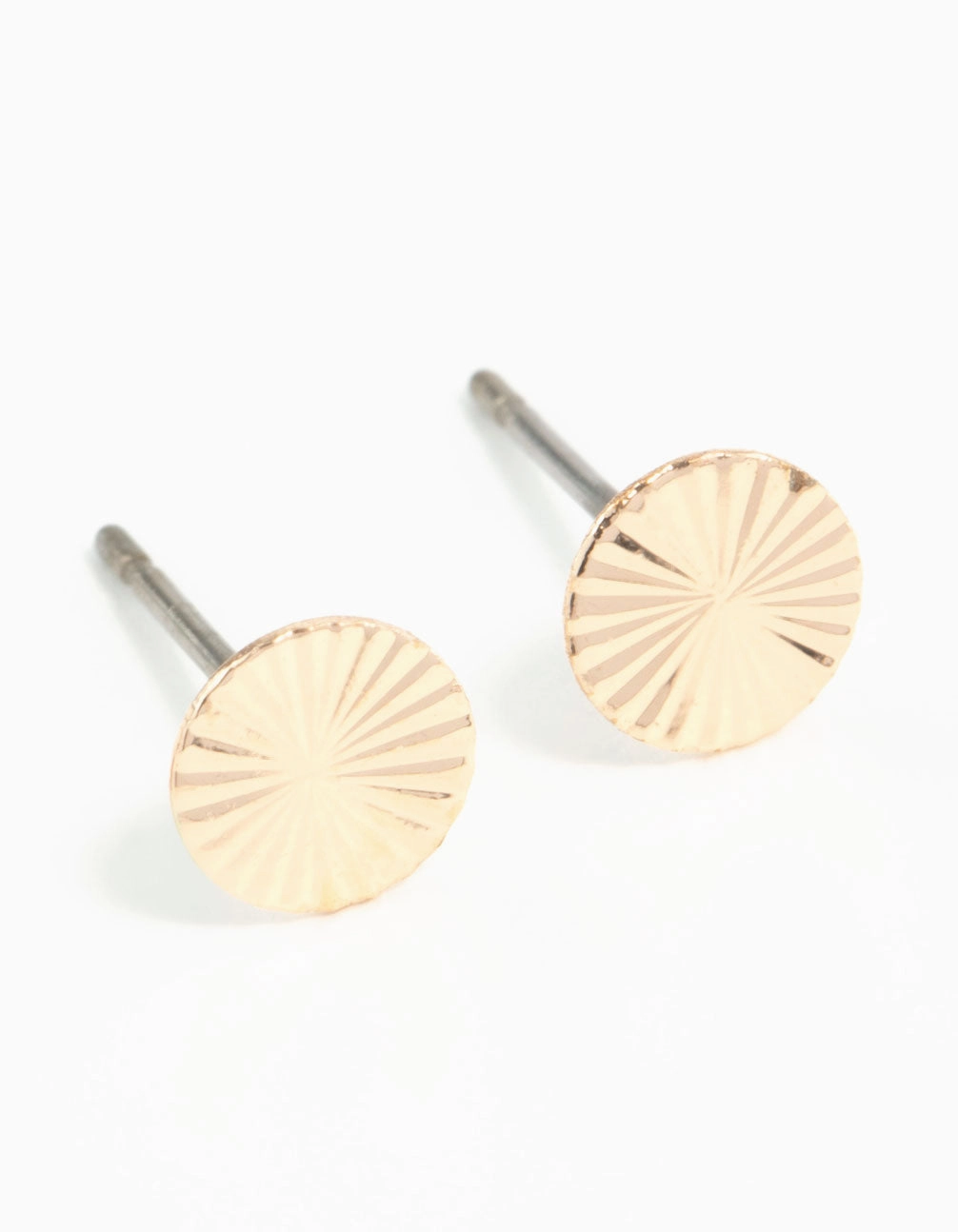 Statement Accessory Polished Design Gold Textured Wheel Stud Earrings