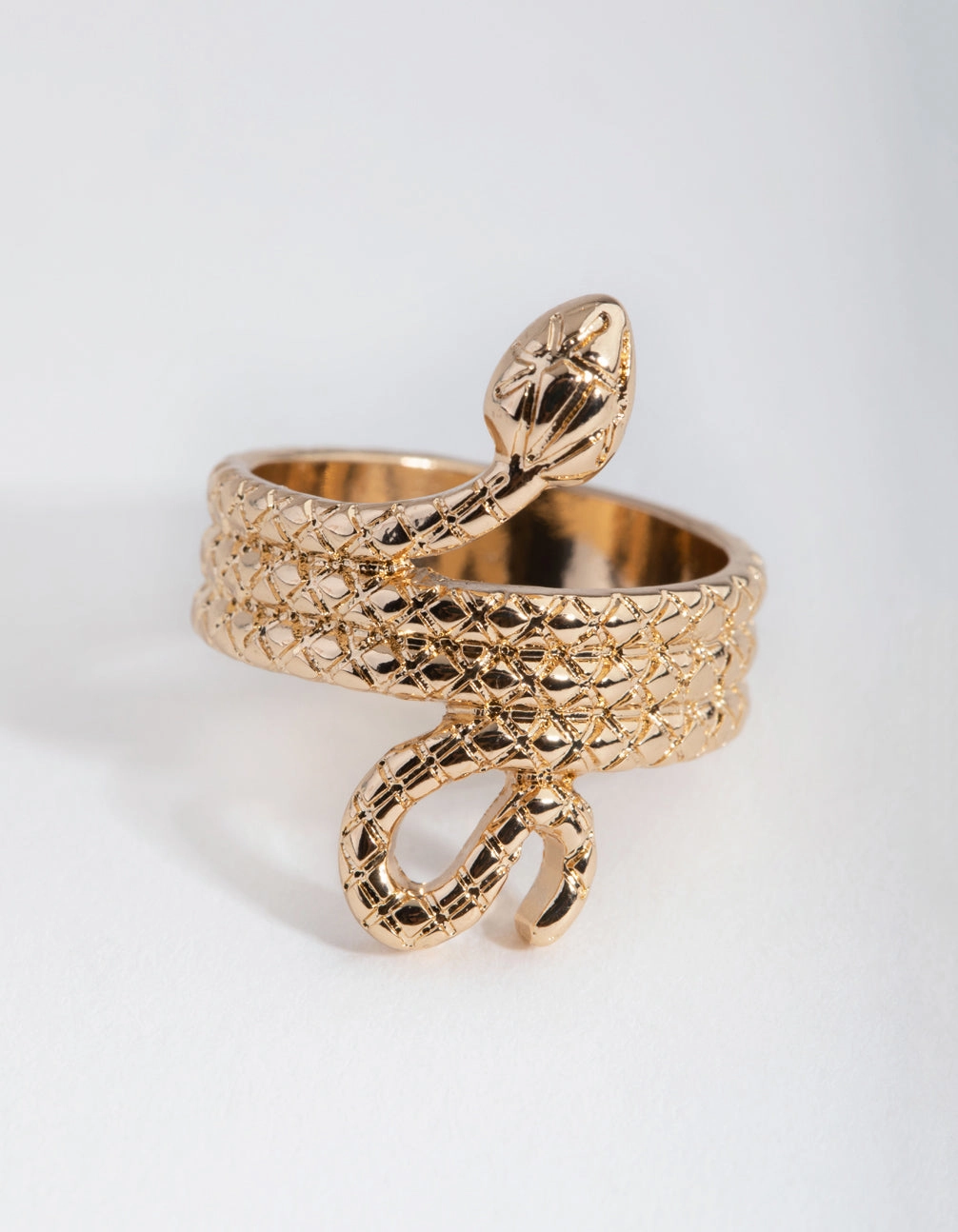 Gold Three Wrap Snake Ring Modern Finish Waterproof Seal