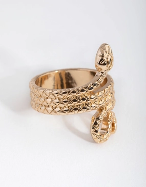 Gold Three Wrap Snake Ring Understated Elegance Exquisite Decoration