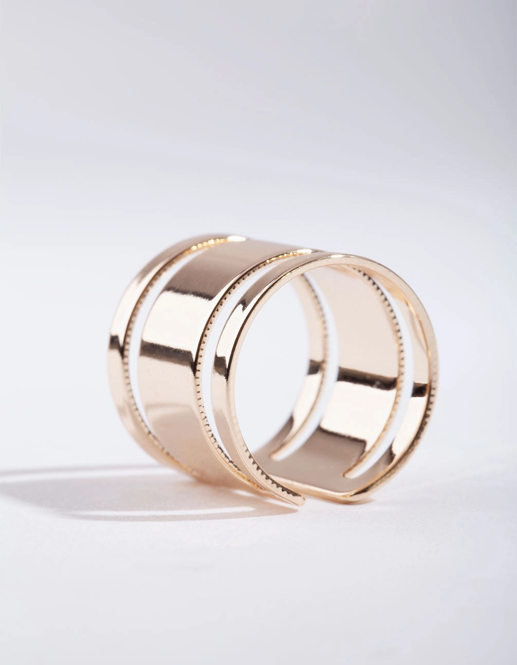 Exclusive Work Quality Gift Gold Triple Tube Ring