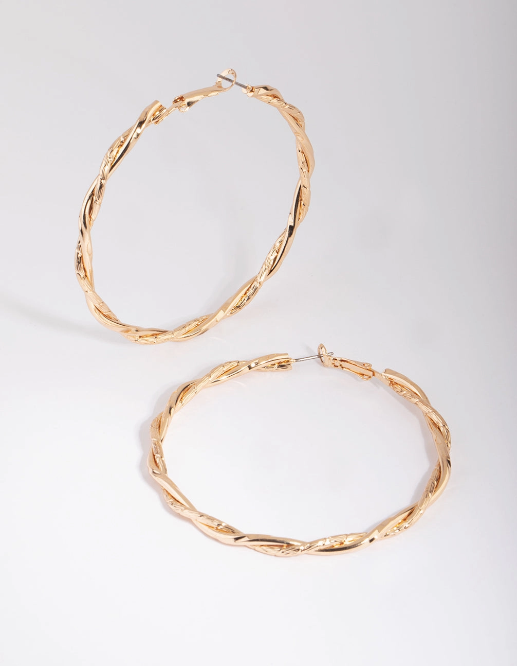 Abstract Item Gold Twisted Hoop Earrings
