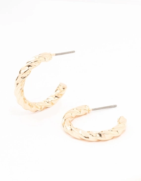 Lightweight Must-Have Holiday Trinket Gold Twisted Huggie Earrings