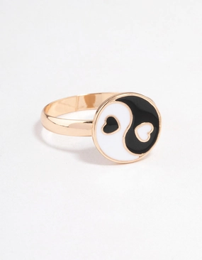 Gold Yin & Yang Ring Elegant Addition