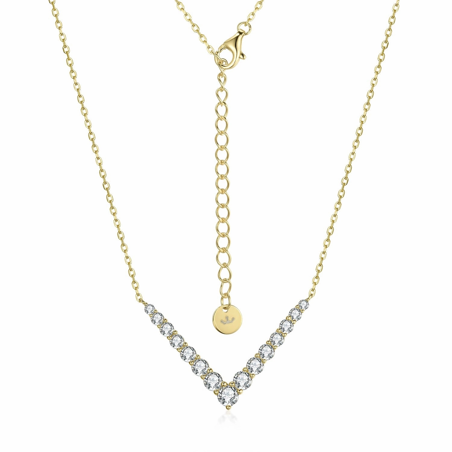 Sterling Silver V Shaped Graduated CZ Bar Necklace Handmade Accessory