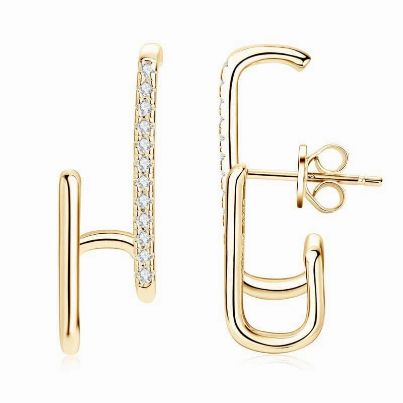 Louily Moissanite Stylish Geometric Stud Earrings Secure look Circular Ornament