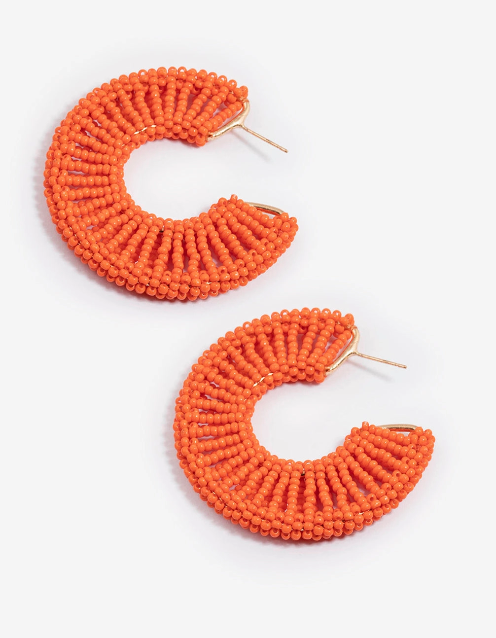 Stylish Option Glittering Essential Orange Raffia Flat Statement Hoop Earrings