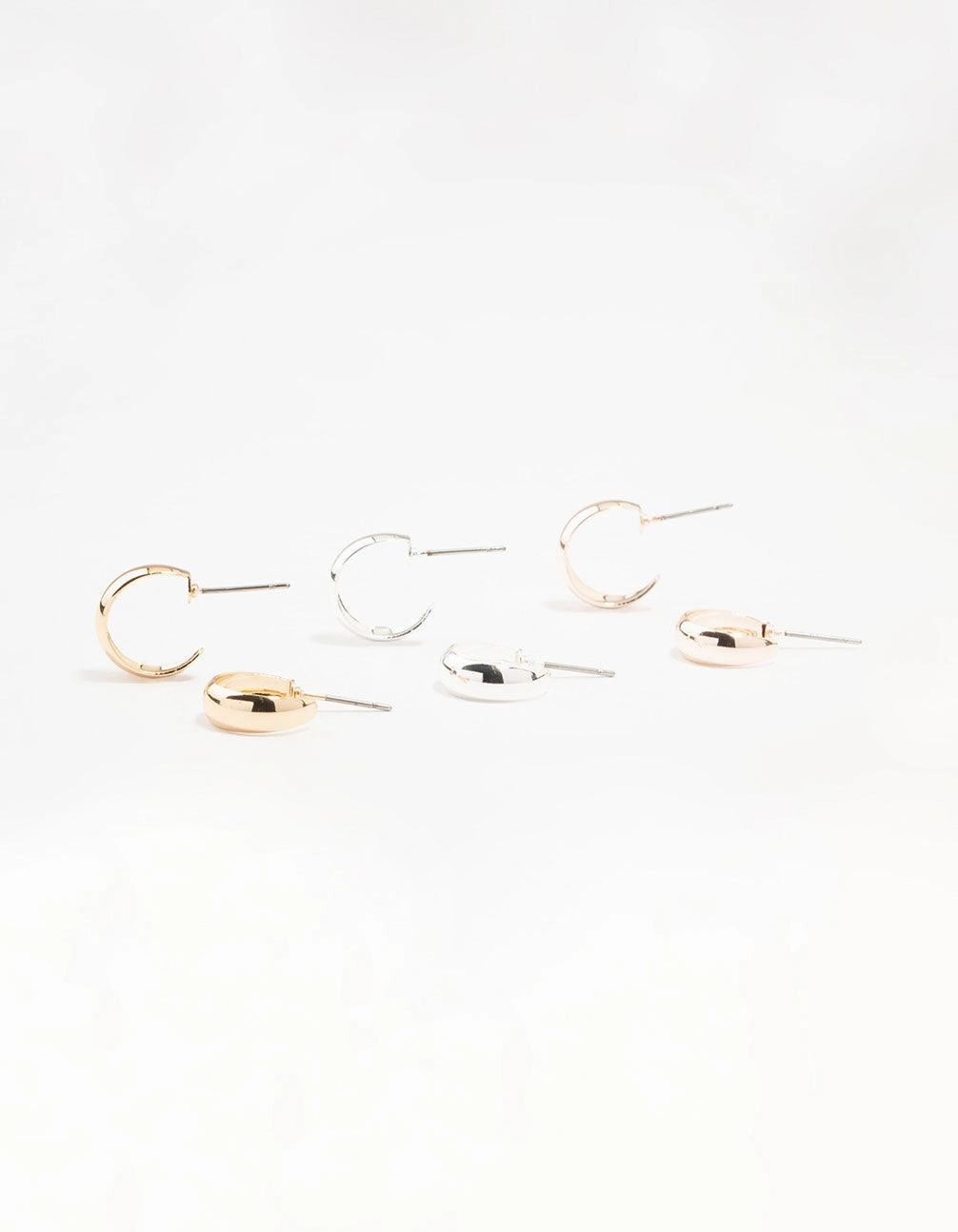 Secure Must-Have Iridescent Accessory Clean Mixed Metals Hoop Earrings 3-Pack