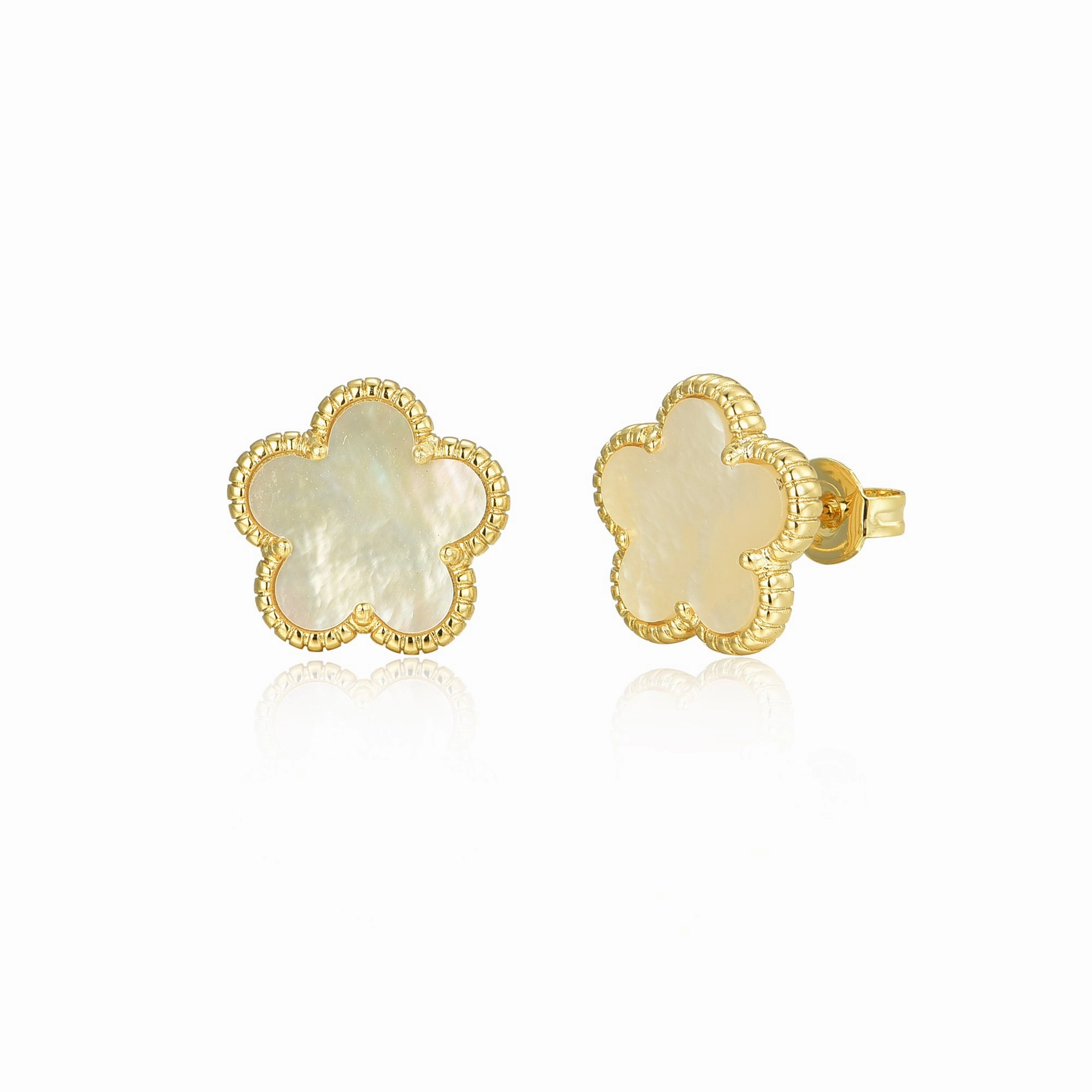 Gold Plated or Rhodium Plated Surgical Steel Flower 5 Petal Stud Earrings Lightweight Must-Have Geometric Accessory