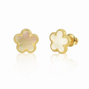 Gold Plated or Rhodium Plated Surgical Steel Flower 5 Petal Stud Earrings Sophisticated Selection Bohemian Adornment