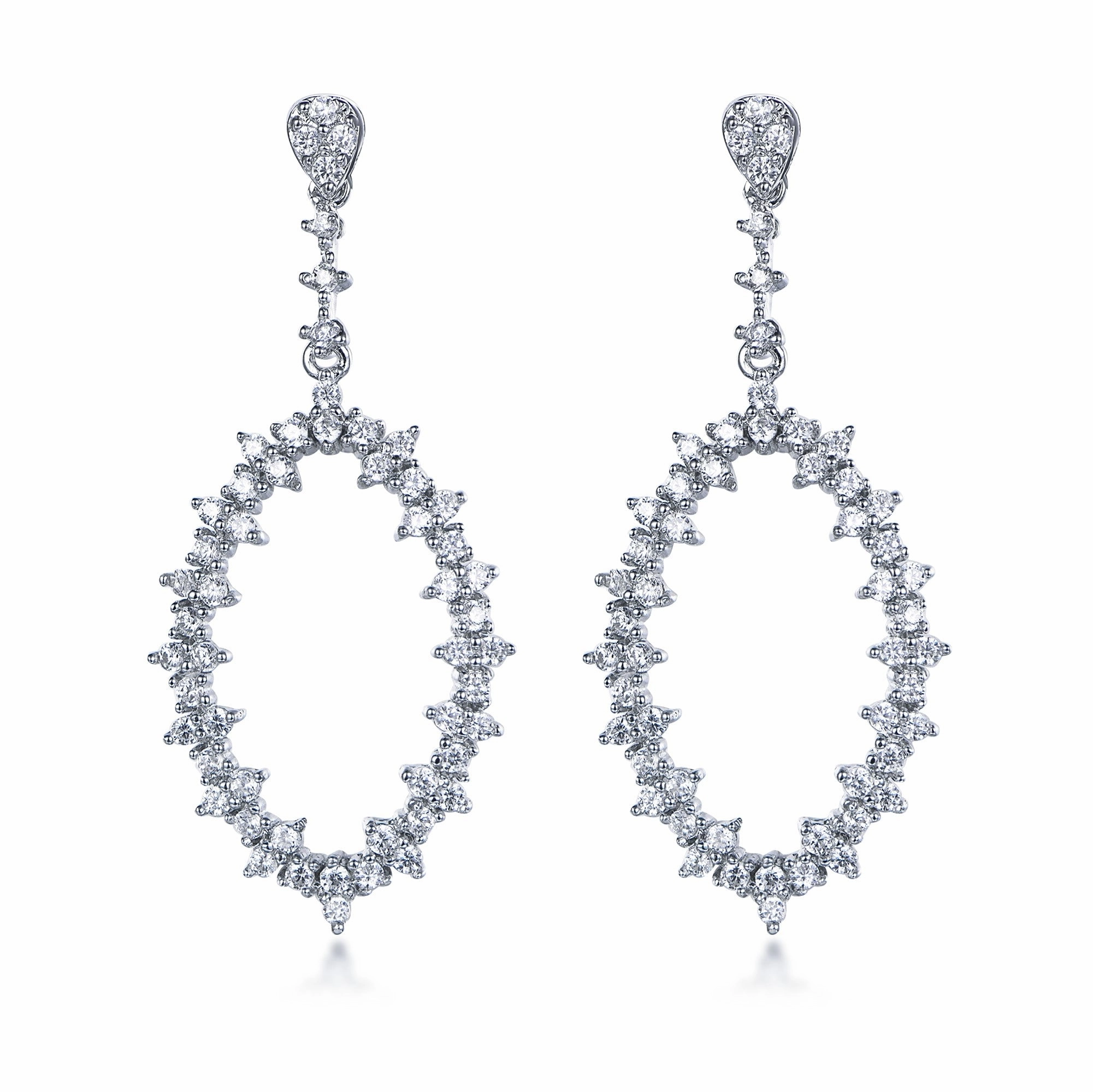 Sterling Silver CZ Marquis Earrings Fashionable Ornament