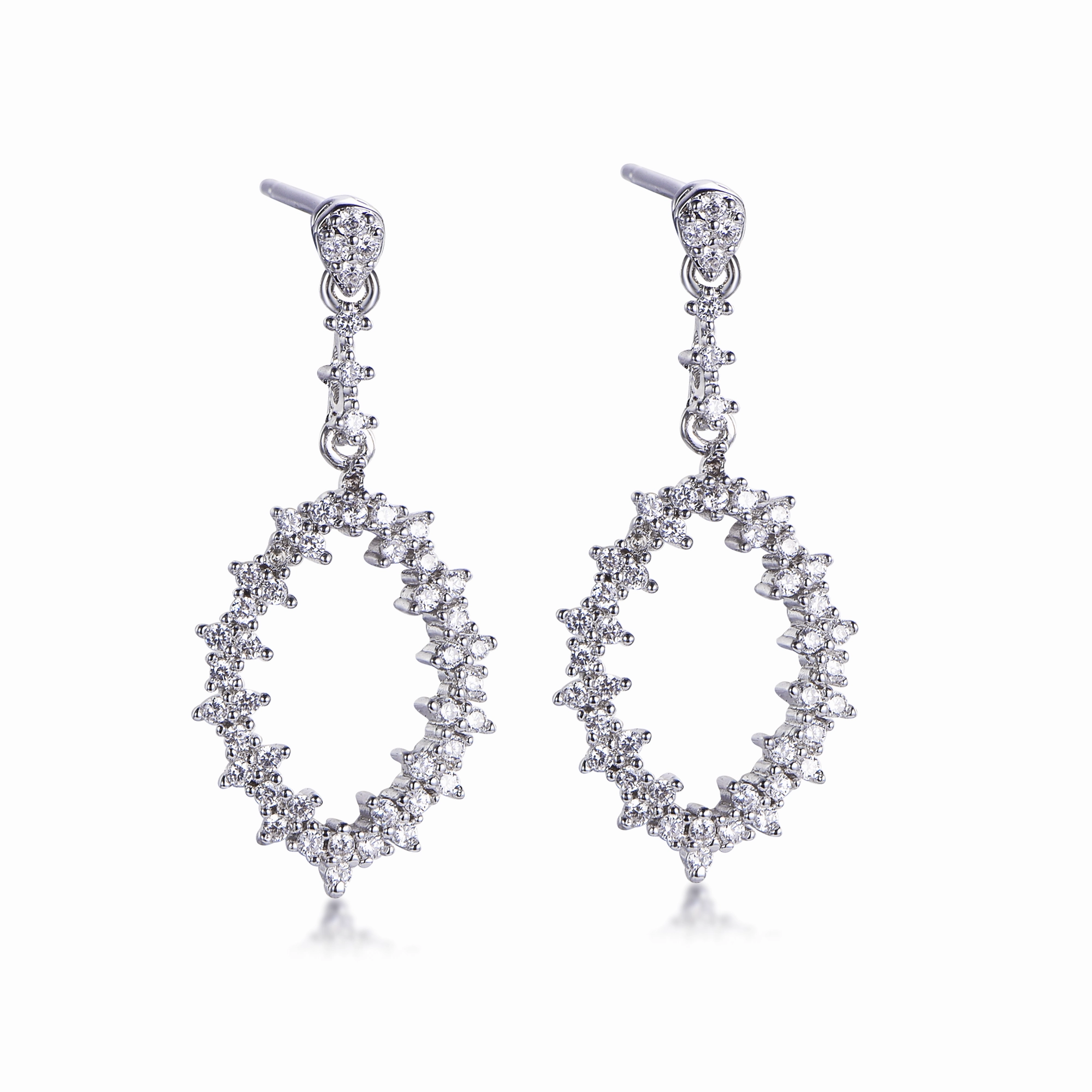 Sterling Silver CZ Marquis Earrings Delicate Ornament