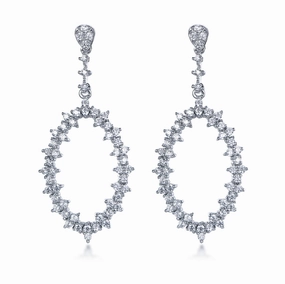 Sterling Silver CZ Marquis Earrings Fashionable Ornament