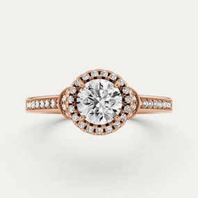 Brunch Look Understated Elegance 3/4 ctw Round Diamond French Pave Halo Engagement Ring