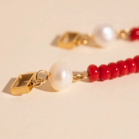 Reel Pearl Beaded Huggie Hoop Charms Layered Elegance Bold Detail