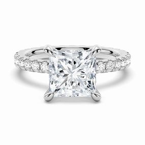Princess Cut Moissanite Engagement Ring With Eternity Pave Band Chic Item Elegant Flow