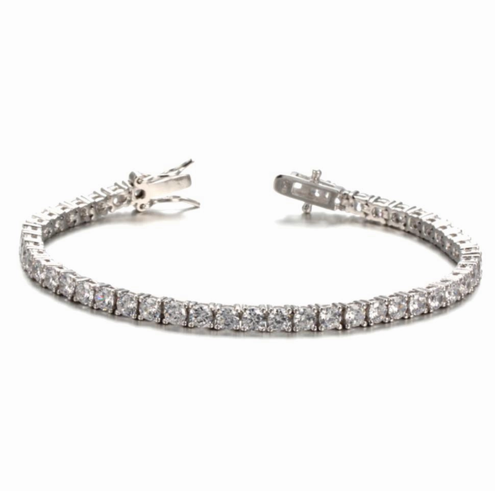 Rhodium Plated Sterling Silver Tennis Bracelet Hassle-Free Style