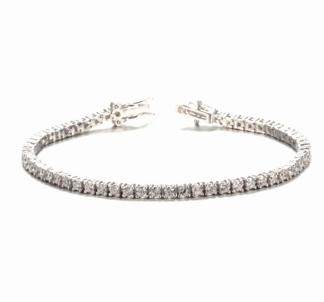 Advantageous Mixes Tech Inspired Rhodium Plated Sterling Silver Tennis Bracelet