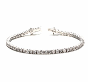 Proportional Accent Layered Looks Rhodium Plated Sterling Silver Tennis Bracelet