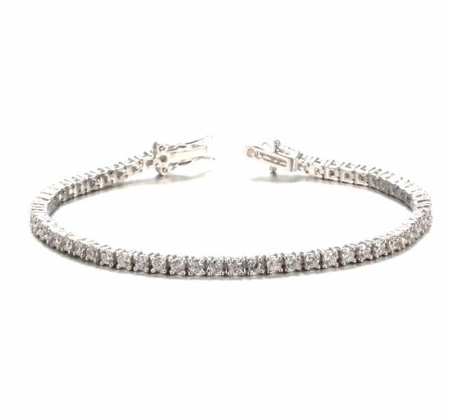 Unmissable Detail Rhodium Plated Sterling Silver Tennis Bracelet