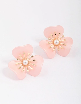 Geometric Jewelry Green Coated Petal Drop Earrings