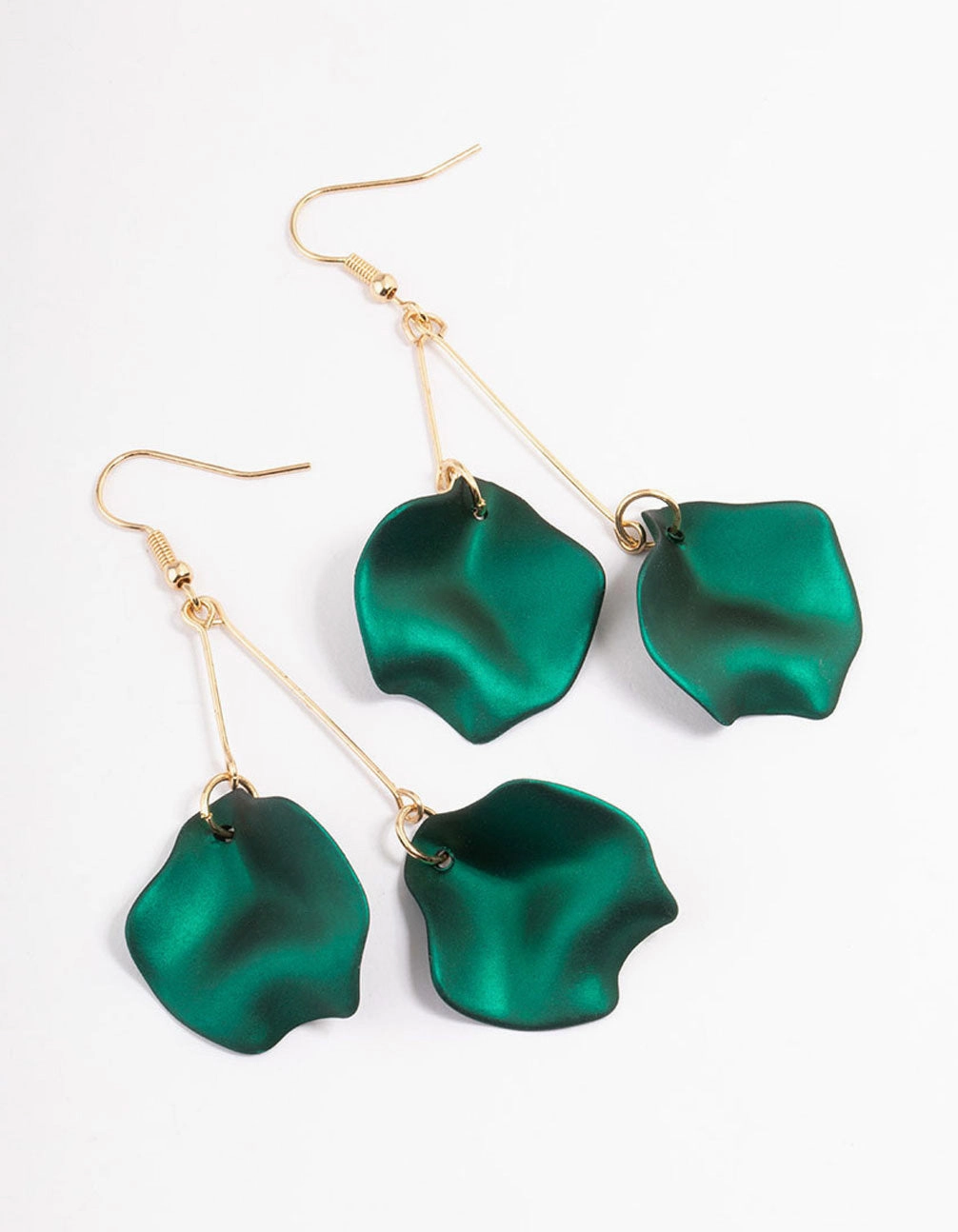 Festive Accessory Green Double Petal Stick Drop Earrings