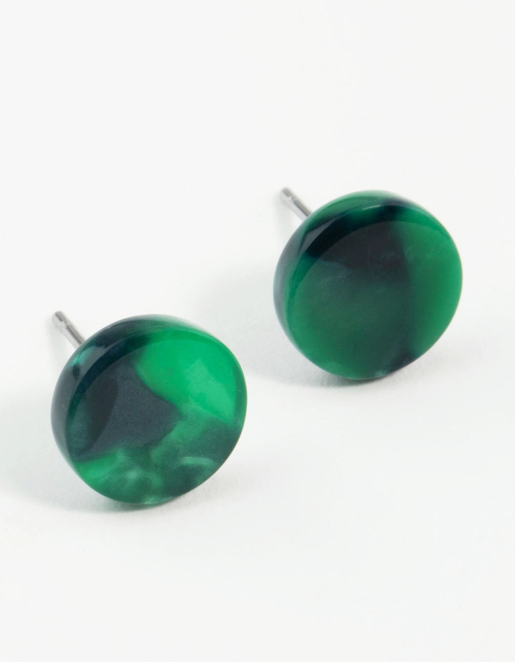 Green Resin Mini Circle Stud Earrings Comfortable Aesthetic