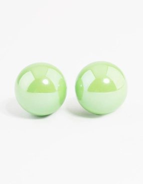 Bohemian Piece Green Shiny Ball Stud Earrings
