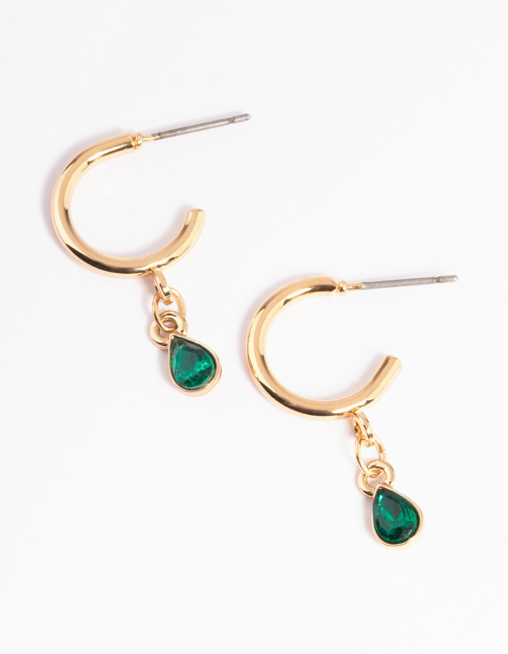 Green Teardrop Stone Drop Huggie Earrings affordable choice Graceful Embellishment