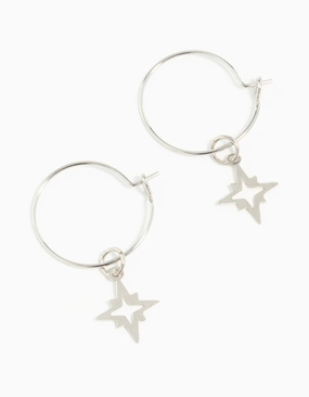 Premium Aesthetic Gunmetal Star Hoop Earrings