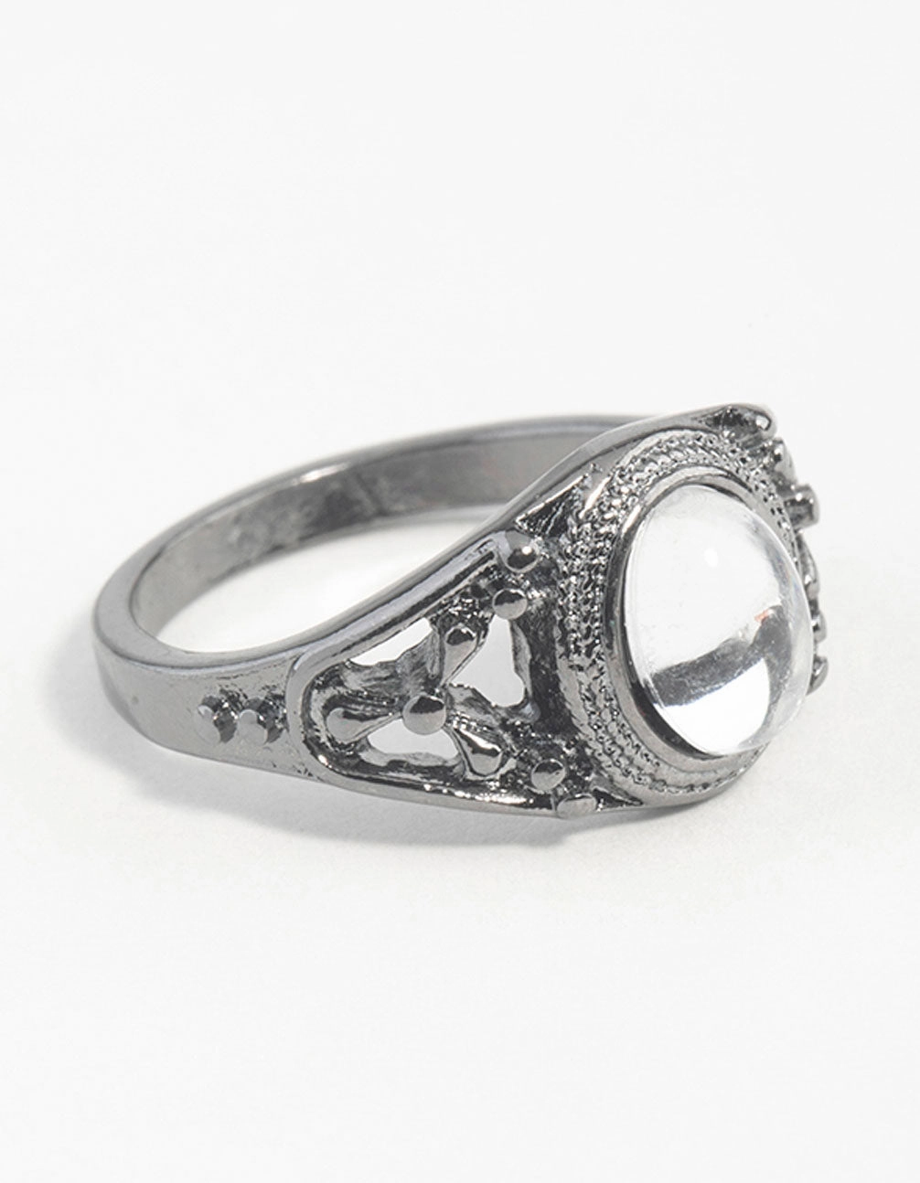 Gunmetal Vintage Stone Ring Attire Accent