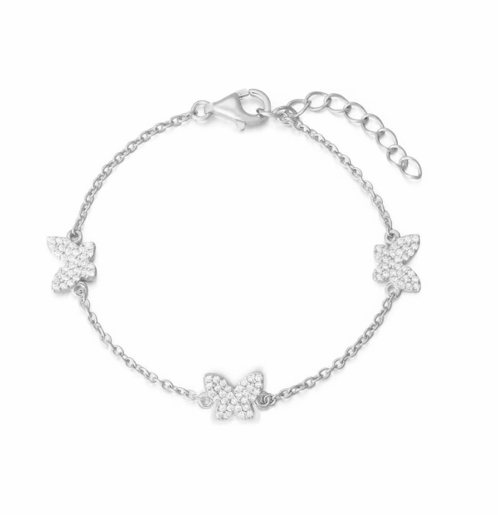 Gold Plated Sterling Silver Butterfly Station Bracelet Pastel Shades Value Purchase