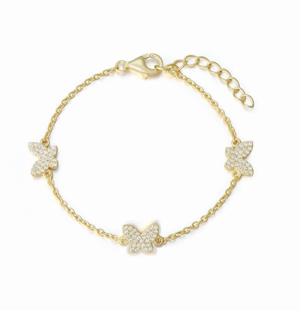 Gold Plated Sterling Silver Butterfly Station Bracelet Today??s Tradition Ceaseless Sight