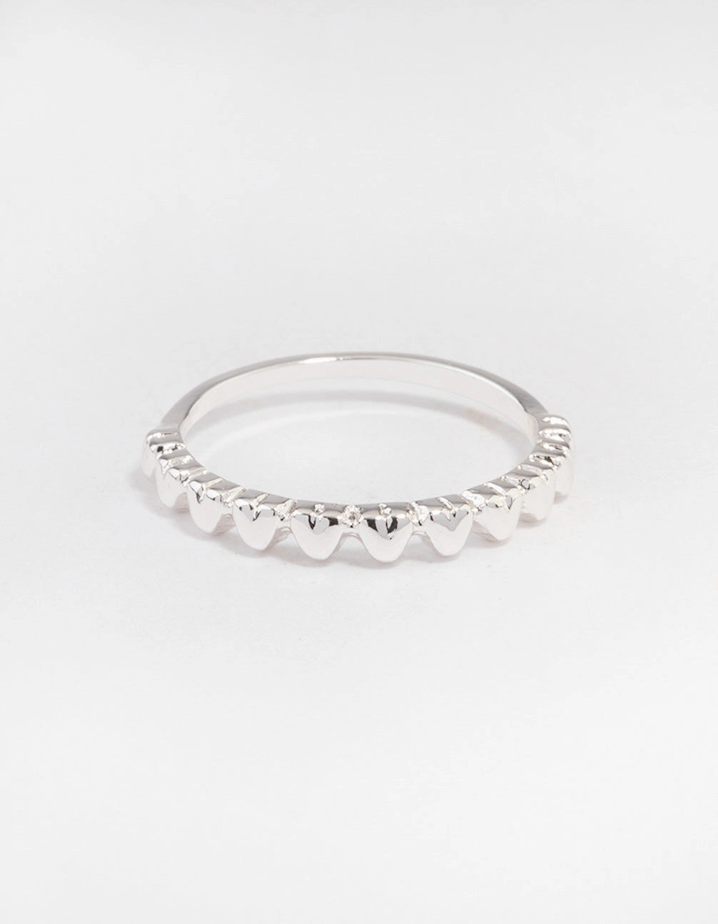 Contemporary Art Cool Detail Silver Mini Hearts Ring