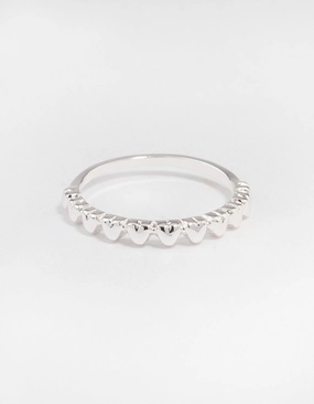 Contemporary Art Cool Detail Silver Mini Hearts Ring