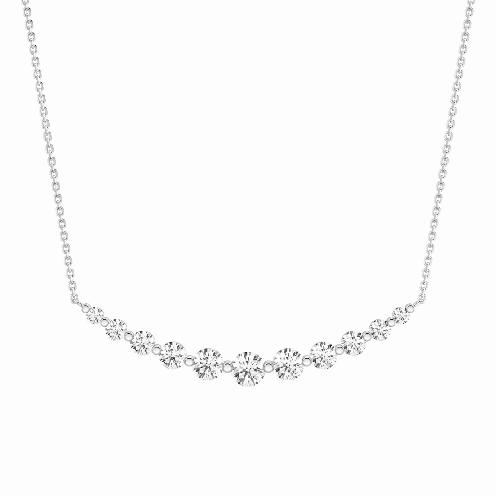 Lab Grown Diamond Eleven Stone Curved Bar Necklace Physical Adornment Custom Adornment