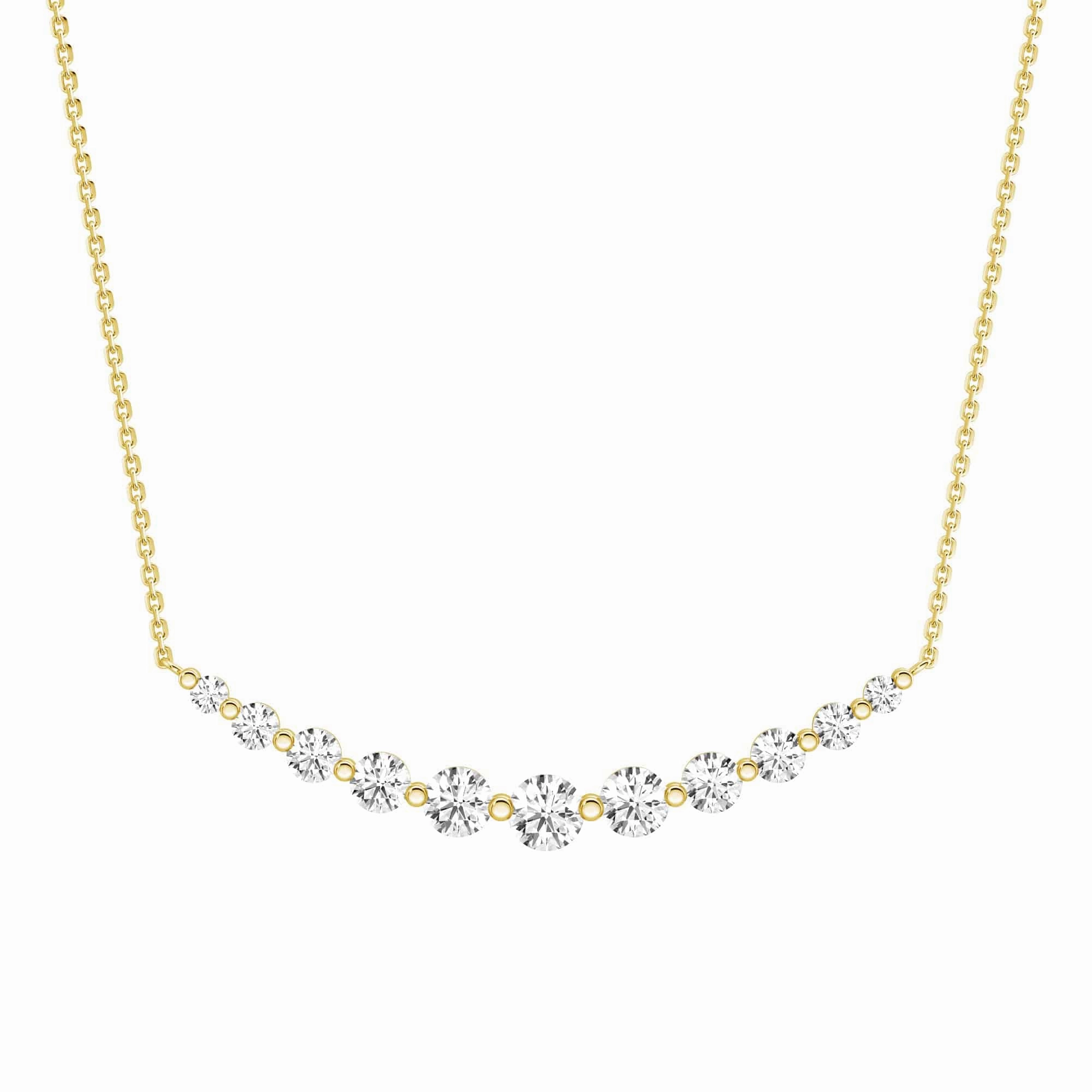 Perfect Item Lab Grown Diamond Eleven Stone Curved Bar Necklace