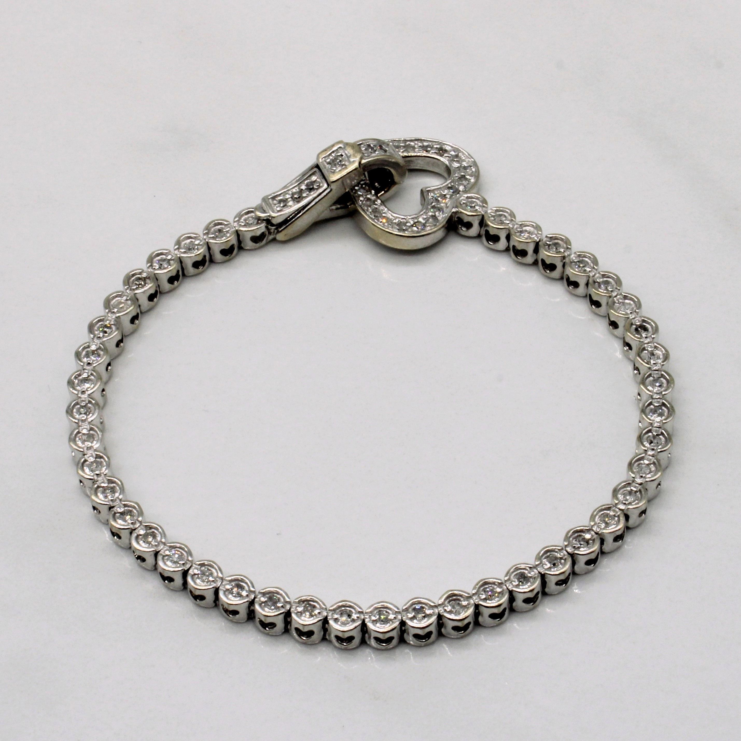 Diamond Heart Closure Bracelet | 0.50ctw | 6.5" | Minimalist Look