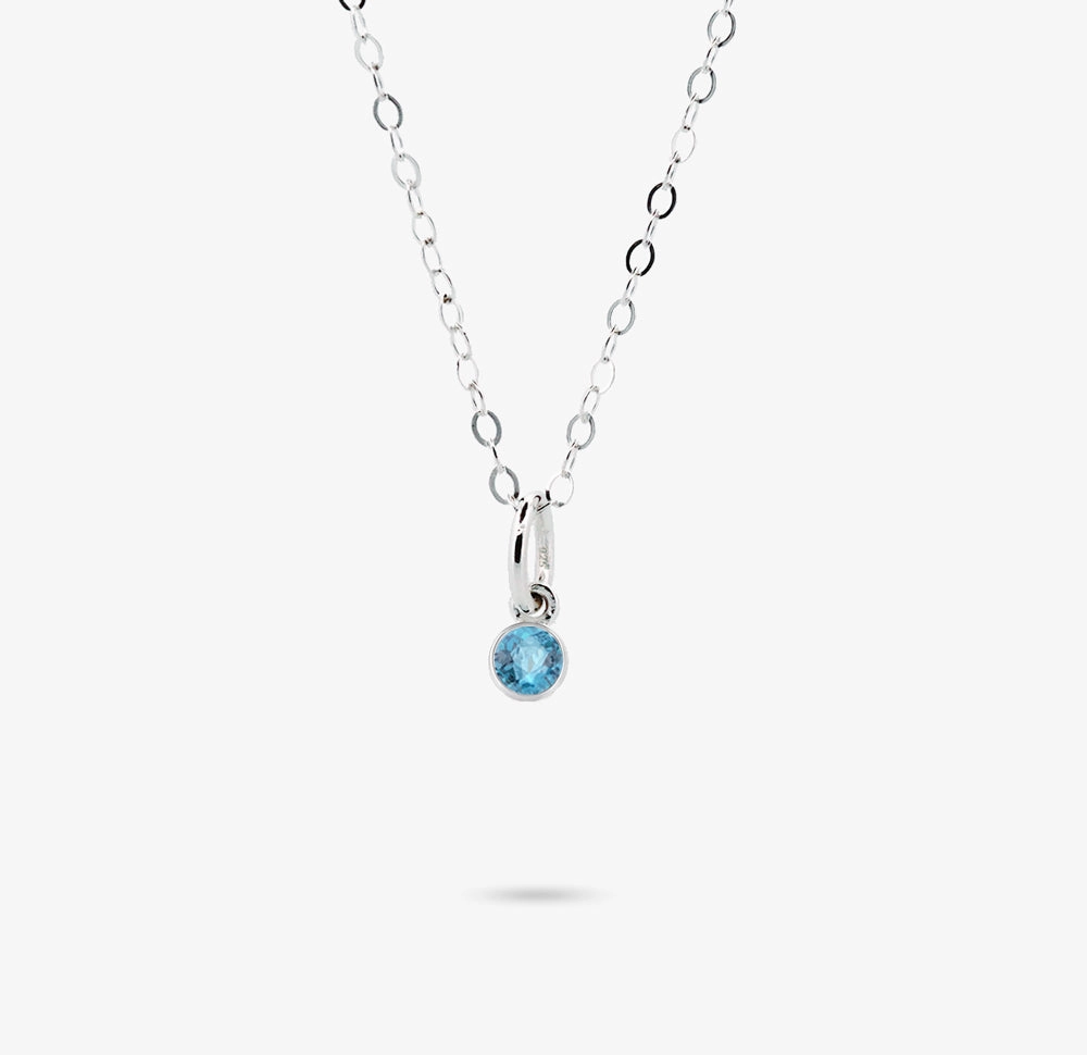 Smooth Lines Celebration Bezel Set Necklace - Swiss Blue Topaz