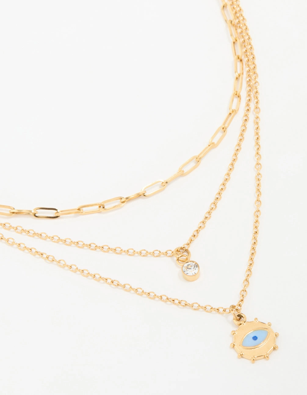 decorative item Wedding Day Item Waterproof Gold Plated Stainless Steel Evil Eye Layered Necklace