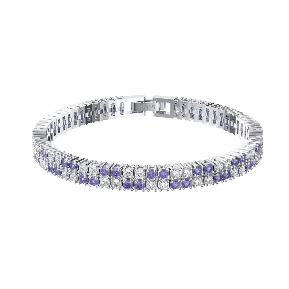 Typical View Vintage Yet Fresh Sterling Silver Double Row CZ Bracelet With Fold Over Clasp