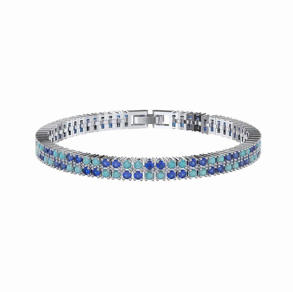 Worldwide Available Pure Sophistication Sterling Silver Double Row CZ Bracelet With Fold Over Clasp