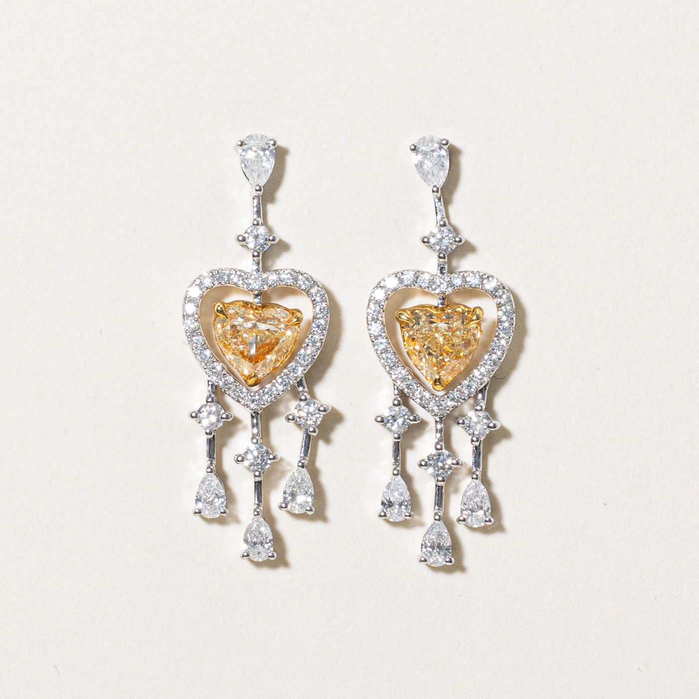 Youthful Glow Heart Cut Yellow Diamond Drop Earrings | 0.85ctw, 0.65ctw |