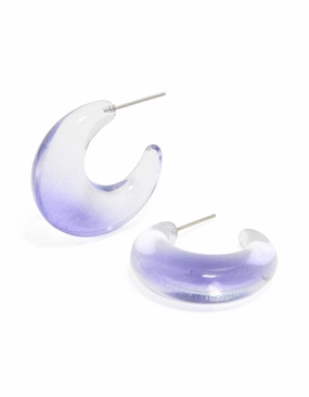Clear & Purple Acrylic Bubble Hoop Earrings Gorgeous Decoration