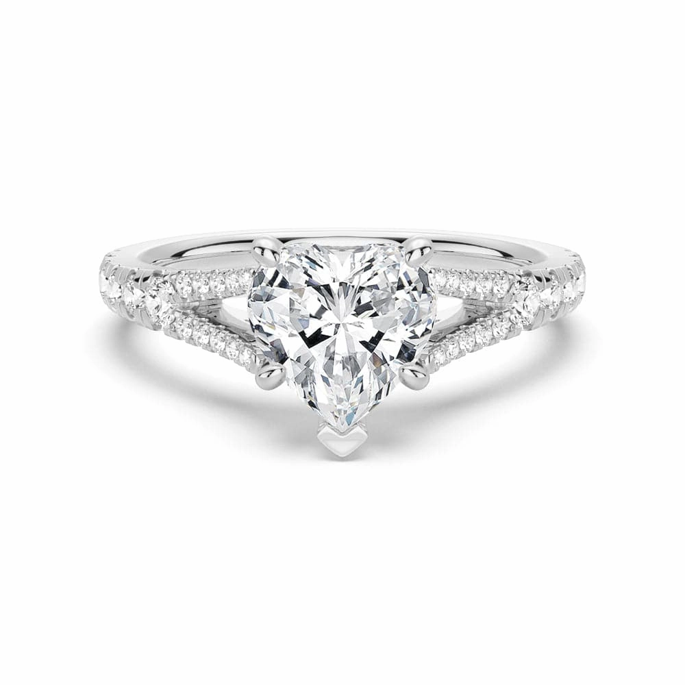 Heart Shaped Split Shank Moissanite Engagement Ring Balanced Simplicity Luxurious Feel