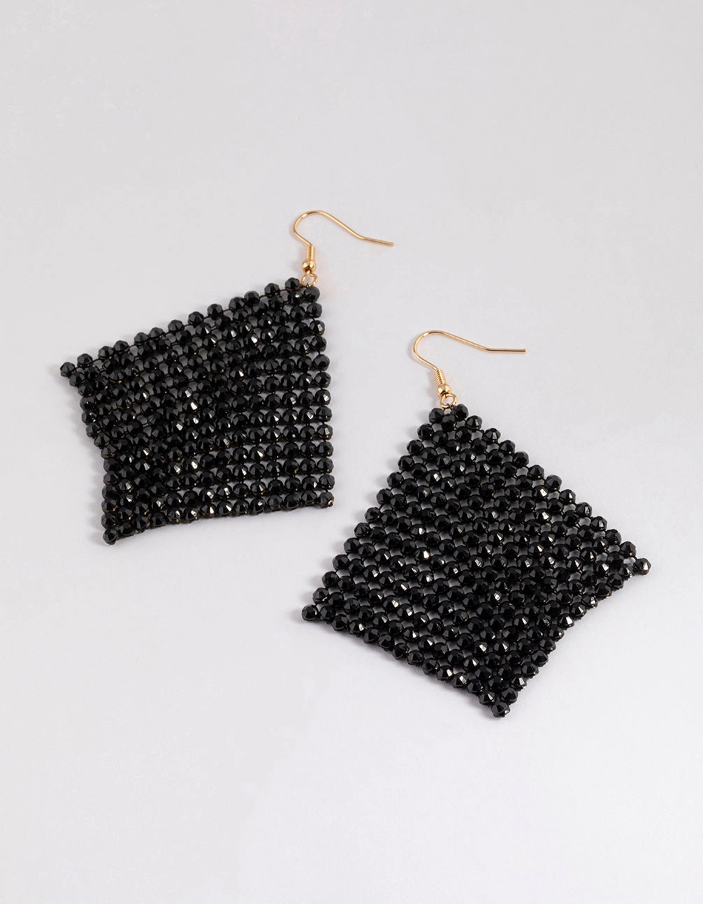 Black Diamante Chainmail Drop Earrings Miniature Accessory Attractive Piece