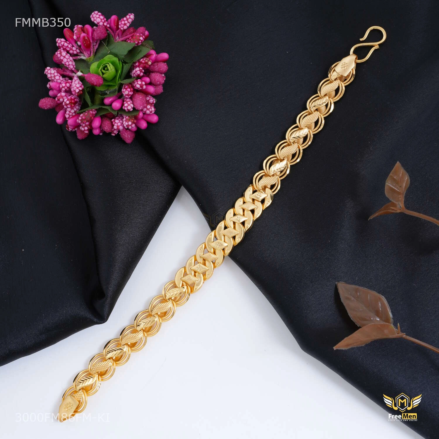 Lotus with Dimond cut Pokel Bracelet For Men - FMMB350 Mixable Elements Steadfast Blend