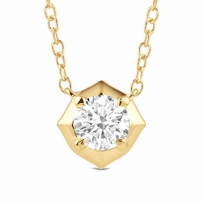 Pure Style Hexagonal Lab Grown Diamond Solitaire Pendant Necklace