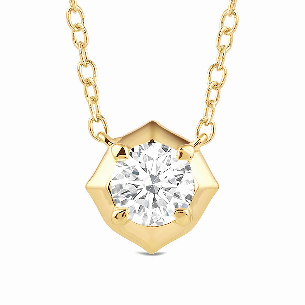 Pure Style Hexagonal Lab Grown Diamond Solitaire Pendant Necklace